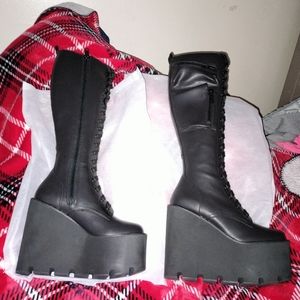 Current mood vegan leather knee high platform boots size 8